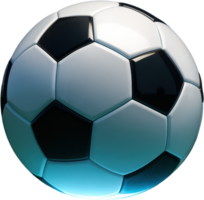 Sleek black and white soccer ball with a glossy, high tech appearance. png
