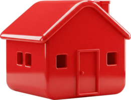 Glossy red minimalist house model with smooth rounded edges and a modern design png