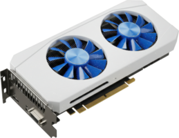 High performance white and blue GPU for gaming and computer hardware png