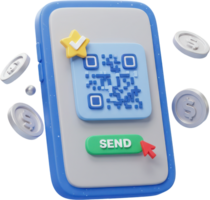 Móvel telefone com qr código e mandar botão para digital transações e conectados pagamentos png