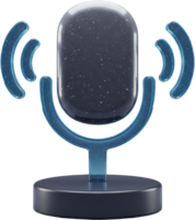 Modern 3D microphone icon with glowing sound waves for digital communication png