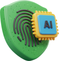 Artificial intelligence security shield with biometric fingerprint and processor chip png