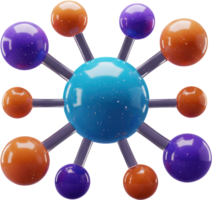 Futuristic 3D network node with interconnected spheres and technology concept png
