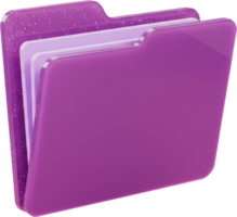 Vibrant purple 3D folder with papers for digital file organization png