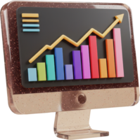 computador monitor exibindo colorida financeiro gráficos e a para cima tendendo crescimento gráfico png