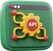 Modern 3D API integration and data flow icon in browser interface png