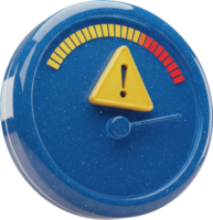 Blue risk assessment gauge with warning symbol and level indicator png