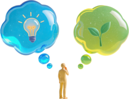 Man contemplating innovation and sustainable growth concepts png