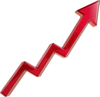 Dynamic red upward graph arrow for financial growth and progress png