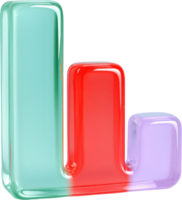 Vibrant glossy 3D bar graph for business data and statistical analysis png