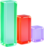 Glossy 3D bar graph for data visualization and analytics png