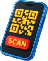 Glossy 3D smartphone with QR code and scan button png