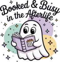 Cute ghost character planning schedule with planner and calendar png