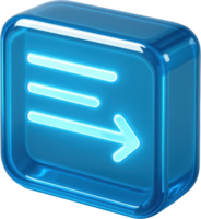 Sleek 3D blue data packet icon with glowing lines and arrow png