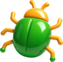Stylized green and orange computer bug icon for software and tech concepts png