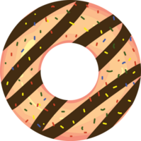 Delicious Round Donuts with Colorful Toppings on Table png