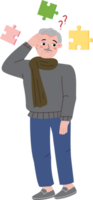Old Man Suffering from Memory Problems and Confusion png