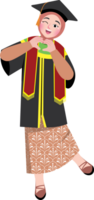 Smiling Girl in Cap and Gown Showing Korean Gesture png