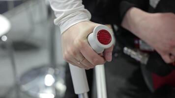 Assistive Mobility Technology Close-Up, Hand Gripping Ergonomic Handlebar with Red Reflector video