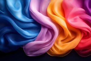 Colorful Wavy Fabric Textures in Blue, Purple, Yellow, and Red for Design Projects photo