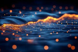 Abstract Glowing Waveform with Vibrant Bokeh Lights for Futuristic Design photo