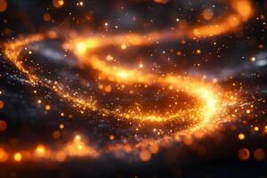 Sparkling Abstract Galaxy with Glowing Orange Particles - Ideal for Futuristic and Cosmic Design photo
