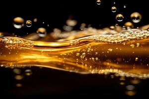 Golden Liquid Splash with Bubbles Versatile Beverage Texture for Design photo