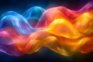Vibrant Abstract Waves of Colorful Silk Ribbons in Dynamic Motion photo