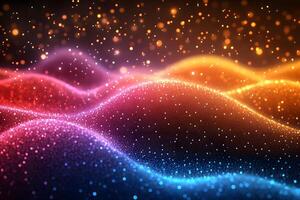 Luminous Waves of Colorful Light Particles - Abstract Background for Design and Digital Art photo