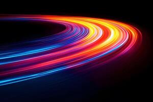 Vibrant Abstract Light Trails in Motion for Futuristic Design and Technology Concepts photo