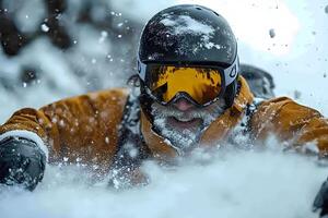 Dynamic Winter Adventure Snow Sports Enthusiast in Action photo
