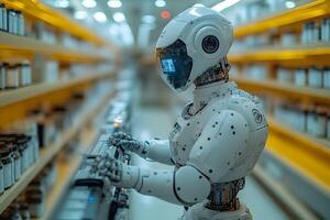 Futuristic Robot in Laboratory Setting for Technology and AI Research Themes photo