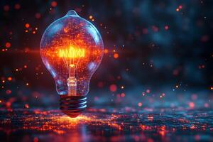 Innovative Technology Concept with Glowing Light Bulb and Digital Circuit Design photo