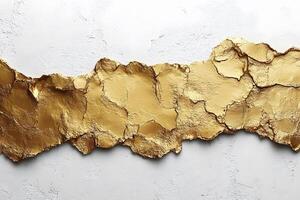 Luxurious Gold Foil Texture on White Plaster for Elegant Background Design photo