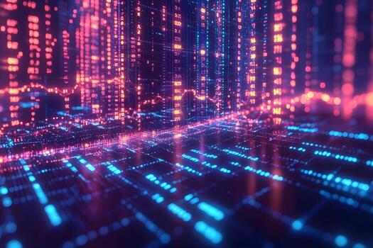 resumen la seguridad cibernética concepto con futurista datos corrientes para tecnología diseños foto