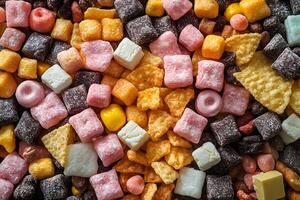 Colorful Assorted Snacks and Sweets - Perfect for Parties or Creative Food Design photo
