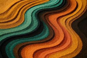 Dynamic wavy pattern of multicolored sand grains with textured surface photo