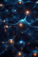 Neurons transmitting signals in the brain creating complex neural network photo