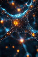 Neural network showing connections and synapses firing, growing and connecting photo