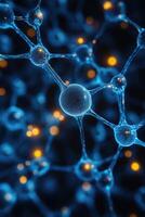 Neural network growing and connecting with data, creating artificial intelligence photo