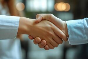 Business people shaking hands during a meeting photo