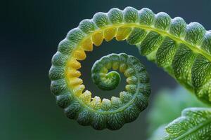 Close-up of a fern spiraling showing its fibonacci sequence photo