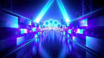Moving Forward Inside Retro 80s Style Game Tunnel and Rotating Shapes video