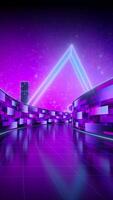 Moving Forward Inside Violet Synthwave 80s Style Game Tunnel with Turns video