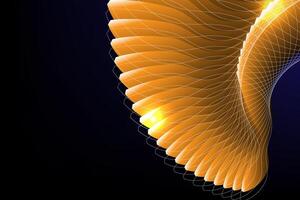 Digital abstract design featuring golden flowing wave shapes and fine grid lines vector