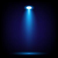 Isolated top down blue spotlight with shadow on black background vector
