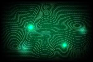 Abstract technology background with flowing particles, green line and dot design, big data and digital concept vector
