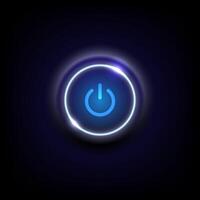Glowing Blue Power Button on Dark Background representing energy vector
