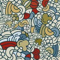 colorful abstract hand-drawn doodle pattern, waves background vector