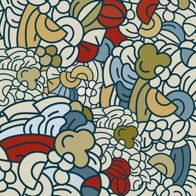 colorful abstract hand-drawn doodle pattern, waves background